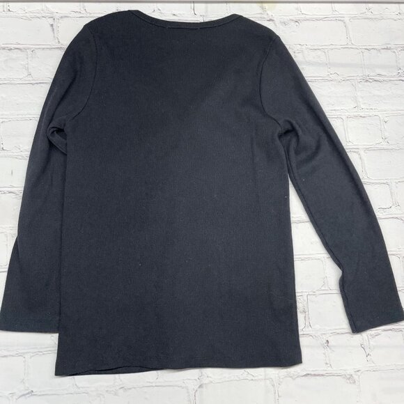 Beau Hudson Kids Size 8 Signature Cardigan Black Ribbed Knit Cotton Blend - Picture 3 of 6